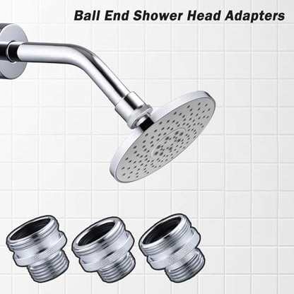 Ball End Shower Arm Adapter Set, for Converting Old Fashioned Ball Shower Arm to 1/2” Standard Fittings