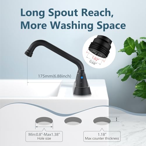 Aolemi Utility Laundry Sink Faucet,3/4" NPT Threaded End,Matte Black | 4-Inch Centerset Laundry Faucet For 2-3 Hole Utility Sinks,With 2 Handles,Swivel Stainless Steel Spout and Supply Lines - color: Matte Black