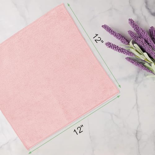 Washcloths 10 Pack Face Towels (12" x 12"), Highly Soft Wash Cloths | Hand Towels, Fast Drying Multi-Purpose Microfiber Cleansing Cloths for Bathroom, Hotel, Spa, and Salon Pink - color: Pink, size: 10Pack