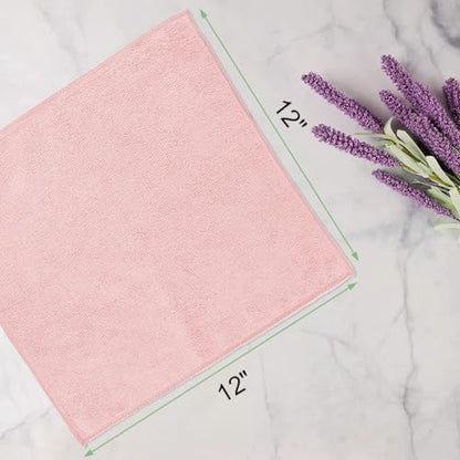 Washcloths 10 Pack Face Towels (12" x 12"), Highly Soft Wash Cloths | Hand Towels, Fast Drying Multi-Purpose Microfiber Cleansing Cloths for Bathroom, Hotel, Spa, and Salon Pink - color: Pink, size: 10Pack