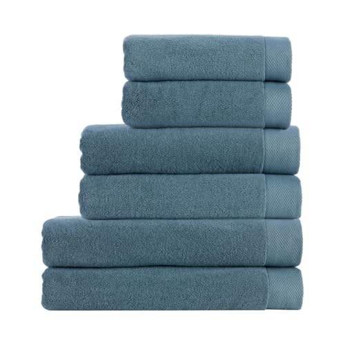 Christy Luxe 6 Piece Towel Set | Denim Blue | Luxe Heavyweight 100% Turkish Cotton | Ultra Soft | Super Absorbent | 730GSM | 2 Bath Sheets 2 Bath Towels 2 Hand Towel - color: Denim, size: Family Towel Set