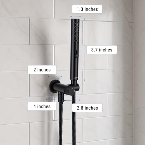 G-Promise All Metal 3-Function Handheld Shower Wand | All Metal, Built to Last, Easy Install, with On/Off Switch Holder, Extra Long Hose, Modern Upgrade - color: Matte Black, style: Round