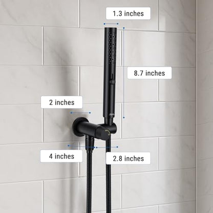 G-Promise All Metal 3-Function Handheld Shower Wand | All Metal, Built to Last, Easy Install, with On/Off Switch Holder, Extra Long Hose, Modern Upgrade - color: Matte Black, style: Round