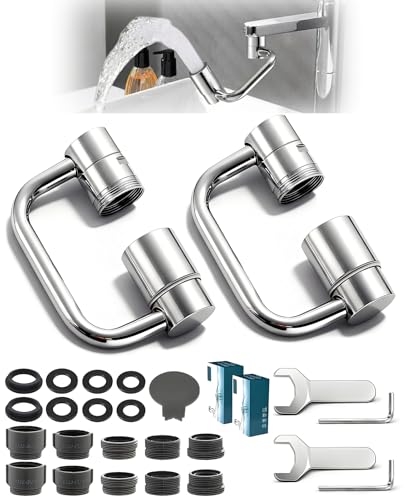 2 Pcs U Shaped Faucet Extender, 1440° Rotatable Adapter 2 Modes Adjustable 360° Rotating Aerator Extension for Kitchen Bathroom Sink