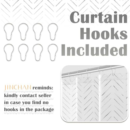 jinchan Small Stall Grey and White Shower Curtain 48x72 Inches Inky Herringbone Chevron Zig Zag Waterproof Fabric Modern Farmhouse Shower Curtains for Bathroom with 8 Hooks - color: Inky Grey, size: 48"W x 72"L (Pack of 1)