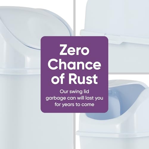 Superio Kitchen Trash Can with Swing Top Lid 9 Gallon Slim Waste Bin 37 Qt Sturdy Plastic Garbage Can Medium Recycling Bin for Office, Bathroom, Under Counter, Dorm, Bedroom (White-2 Pack) - size: 9 Gallon, style: 2 Pack