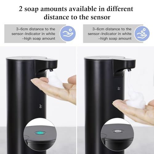 Automatic Soap Dispenser Foaming: Rechargeable Touchless Soap Dispenser Stainless Steel Foam Soap Dispenser for Bathroom Hand Soap Pump for Kitchen Xmas Gift, 9oz, Black - color: Black
