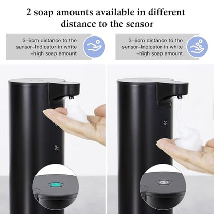 Automatic Soap Dispenser Foaming: Rechargeable Touchless Soap Dispenser Stainless Steel Foam Soap Dispenser for Bathroom Hand Soap Pump for Kitchen Xmas Gift, 9oz, Black - color: Black
