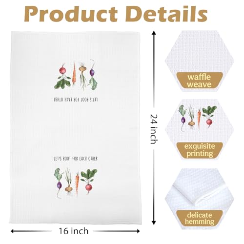 Inspirational Foodie Kitchen Towels - Funny Vegetarian Decorative Waffle Dish Towels, Gardening Gifts Hand Tea Towel, 16x24 Inches - color: Foodie- 01