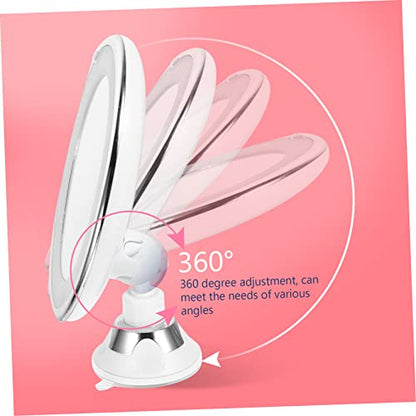Magnifying LED Lighted Makeup Mirror with Strong Suction Cup Tabletop Vanity Mirror for Precise Cosmetics Application Portable and Easy Mounting Smooth Surfaces Women