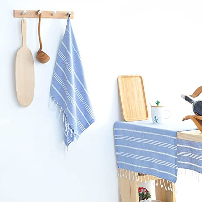 Cacala 100% Turkish Cotton Kitchen Tea Towels, Highly Absorbent Luxury Soft Quick Drying Dish Towel with Hanging Loop for Gym, Yoga, Bath, Sports, Cleaning and Kitchen (23 x 36), Grey Blue - color: Grey Blue