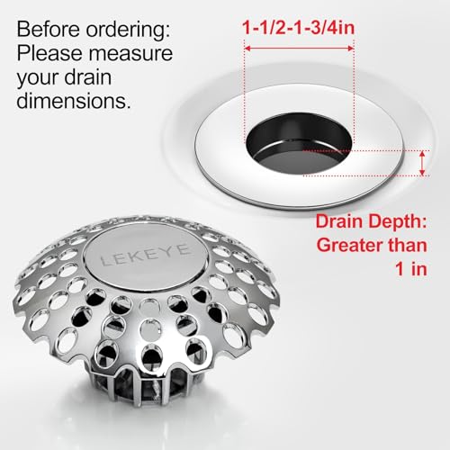 LEKEYE Tub Stopper | Shower Drain Hair Catcher | Bathroom Bathtub Plug | Pop Up Bathtub Drain Stopper for 1-1/2" to 1-3/4" Bath Drain Hole - style: 2070