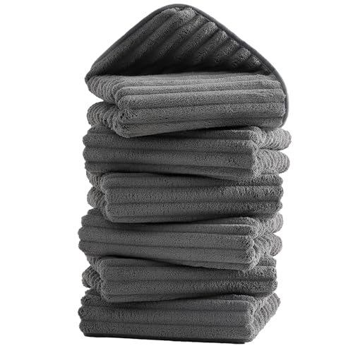6 Pack Microfiber Hand Towels for Bathroom, 16"x30",Charcoal Gray | Soft Touch, Highly Absorbent, Quick Dry, Lint Free, Hanging Loop, Lightweight Towels for Guest Bath, Gym, Travel & Kitchen - color: Charcoal Gray