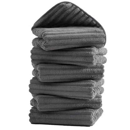 6 Pack Microfiber Hand Towels for Bathroom, 16"x30",Charcoal Gray | Soft Touch, Highly Absorbent, Quick Dry, Lint Free, Hanging Loop, Lightweight Towels for Guest Bath, Gym, Travel & Kitchen - color: Charcoal Gray