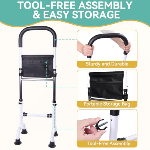 Stand Assist Aid for Elderly, Adjustable Safty Mobility Aids Rail for Couch Chair Toilet, Non-Slip Standing Assist Device with Heavy-Duty Steel Frame, Sit to Stand Support for Seniors
