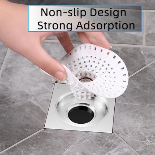 White Drain Hair Catcher Shower Drain Cover Hair Catcher Bathtub Drain Hair Catcher Silicone Tub Hair Catcher Drain Protector - color: White