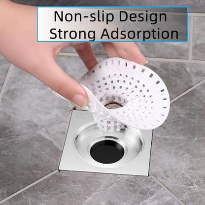 White Drain Hair Catcher Shower Drain Cover Hair Catcher Bathtub Drain Hair Catcher Silicone Tub Hair Catcher Drain Protector - color: White