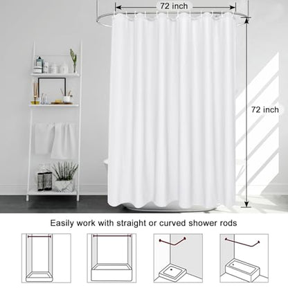 EurCross Solid White Shower Curtain 72 x 72inches Long, Water-Resistant Fabric Shower Curtain Liner for Bathroom - color: White, size: 72"W x 72"L (Pack of 1)