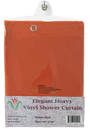 Elegant Heavy Duty Vinyl Shower Curtain Liner with 12 Metal Grommets Rust - color: Rust