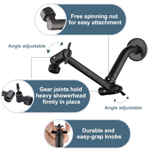 BRIGHT SHOWERS Brass Shower Arm Extender for Rain and Handheld Shower Head, 5 Inch Universal Shower Head Extension Arm, Height & Angle Adjustable, Oil-Rubbed Bronze - color: Oil Rubbed Bronze, style: 5 Inch