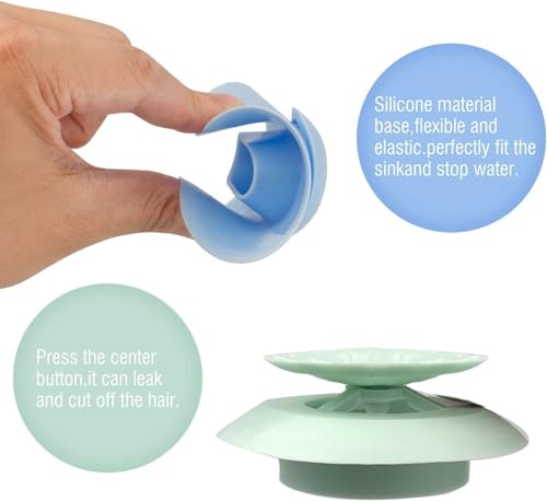 Bathtub Drain Stopper, 5 Pack Silicone Tub Stopper & Hair Catcher | Shower drain cover strainer, easy install & clean, protects bathroom and kitchen drains from hair and debris