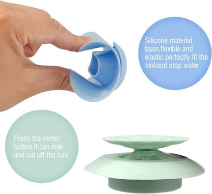 Bathtub Drain Stopper, 5 Pack Silicone Tub Stopper & Hair Catcher | Shower drain cover strainer, easy install & clean, protects bathroom and kitchen drains from hair and debris