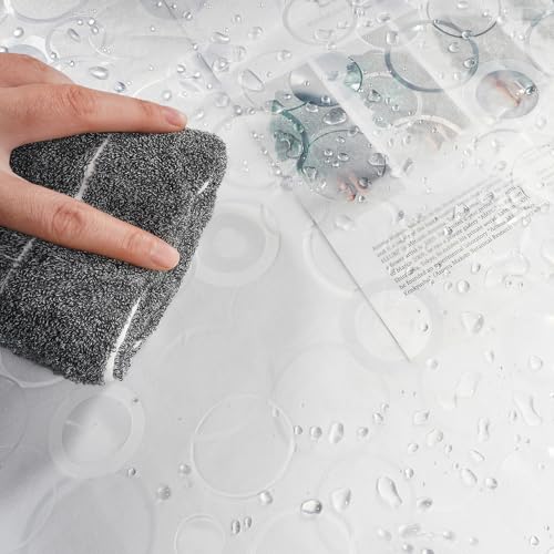 AooHome 72x72 Plastic Shower Curtain Liner - EVA 3D Circle Pattern Design Standard Bathroom Shower Curtain with Hooks, 5 Bottom Magnets, 10G Heavy Duty, Water Repellent, Semi Transparent, 72x72 Inch - size: 72"W x 72"L (Pack of 1)