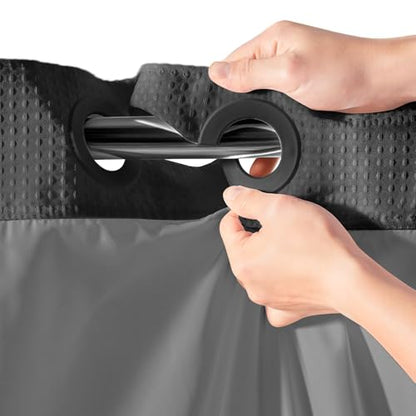 River Dream Waffle No Hook Shower Curtain with Liner,Graphite Grey,54x80 | Dotted Waffle,Snap-in Liner,Heavy Duty,Quick Dry,Mesh Top Window,With Bottom Magnets,Hotel-Grade,Washable,Stall Long Size - color: Graphite Grey, size: 54"W x 80"L (Pack of 1)