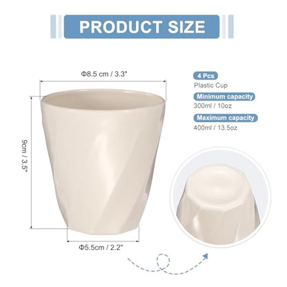 uxcell 4 Pcs Simple Toothbrush Cup, 13.5 OZ Reusable Bathroom Tumbler, 2.2 x 3.5 Unbreakable Plastic Cups for Storing Toothpaste Makeup Brush Holder Water Beverages Combs, Beige - color: Beige