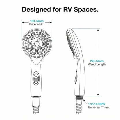 Dura Faucet DF-SA432K-WT RV Handheld Shower Wand Hose Kit (White) | Eco on/off switch pauses flow to save water in tight showers. Fits standard RV shower hoses. - color: White, size: Wand & Hose Kit