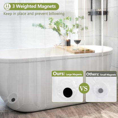 Seenus Waterproof Clear Shower Curtain with 3 Large Magnets, Bpa-Free PEVA 8G Shower Curtain Liner Weighted, 72 x 72 inch See Through Transparent Plastic Shower Curtain Durable for Bathroom - color: Clear, size: 72"W x 72"L (Pack of 1)