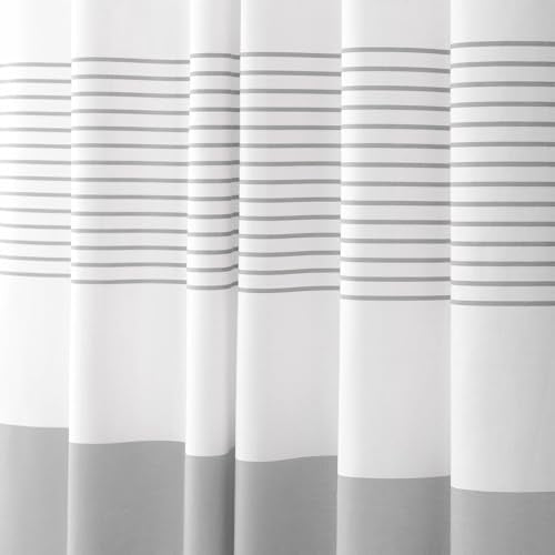 Grey Farmhouse Cotton Striped Shower Curtain with Tassel 72"W X 78"L | Long Boho Farmhouse Shower Curtains for Bathroom with Soft Cotton Feel - color: Grey, size: 72"W x 78"L