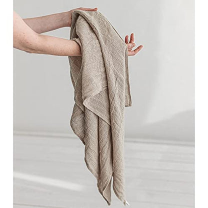 100% Linen Bath Sheet 35x70 - European Flax Open Weave Linen Bath Towel Oversized - Lightweight Absorbent Exfoliating Bath Sheets Towels for Adults - Quick-Drying XL Travel Towel Extra Large - size: 35x70 Inch Bath Sheet