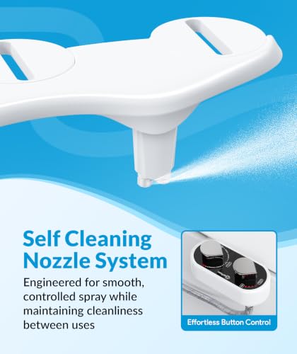 CLEAR REAR Bidet Attachment for Toilet Seat - Non-Electric with Self Cleaning Dual Nozzles, Leak Proof Connectors, Adjustable Water Spray, Rear & Feminine Wash - Hygienic Bathroom Upgrades - color: A. Black