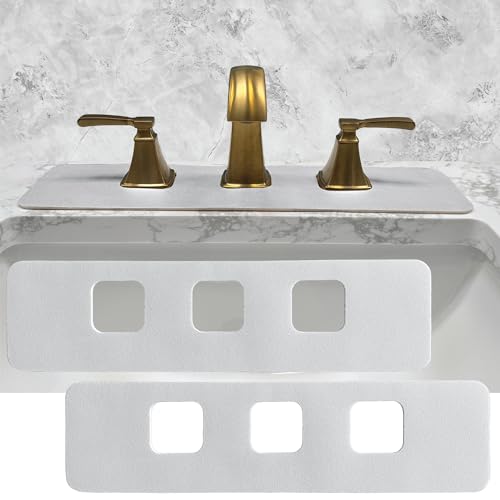 Faucet Mat Bathroom Sink 3-square-hole : AHA HOMEWARE Diatomite Rubber Bathroom Sink Splash Guard 3 Square Hole 2 Pack (Light Gray) - color: Light Gray