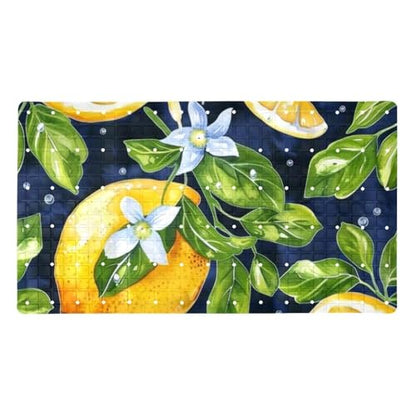 Non Slip Bath Mat for Tub, 15.1 x 26.8 Inch Bathtub Mat Machine Washable Shower Mat with Drain Holes and Suction Cups, Watercolor Seamless Pattern with Lemons - color: Multi 05