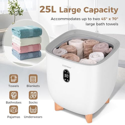 COSTWAY Towel Warmer for Bathroom, Upgraded Towel Heater with 2 Fragrant Disc Holders, Blanket Warmer with 4-Level Timer, Auto Shut Off, Fits 2 Oversized 45" x 70" Towels, Bathrobes & PJ's (25L) - size: 25L