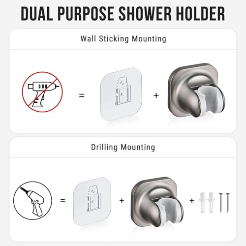 G-Promise 6.1 Inch Low-level Shower Diverter with Holder (Brushed Nickel) | All Metal Construction, 3 Spray Settings, 6.1 Inch Low Diverter, Dual Mount Shower Holder, Standard Thread Connection - color: Brushed Nickel, size: 3-Settings