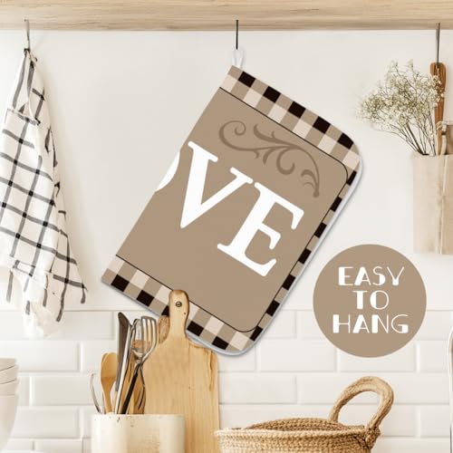 Plaid Dish Drying Mat for Kitchen Brown Checkered Dish Drainer Mats Absorbent Microfiber Love Text Dishes Drying Pad 18x24 Inches Washable for Countertop Coffee Bar Refrigerator - style: Love