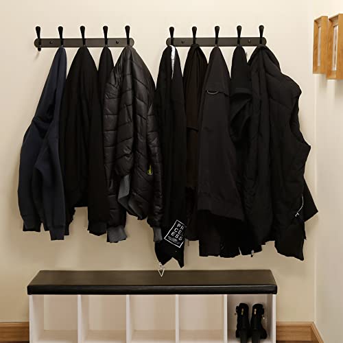 SKOLOO Coat Rack Wall Mount - Modern, Metal Wall Coat Rack with 5 Hooks, Sturdy Wall Mounted Coat Hooks for Hanging Coat, Jacket, Clothes, Hat, Matte Black - color: Black