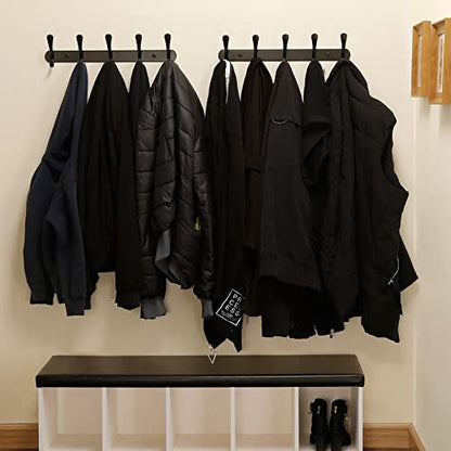 SKOLOO Coat Rack Wall Mount - Modern, Metal Wall Coat Rack with 5 Hooks, Sturdy Wall Mounted Coat Hooks for Hanging Coat, Jacket, Clothes, Hat, Matte Black - color: Black
