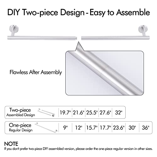 KES Bathroom Towel Bar 25.2 Inches Bath Towel Rack for Bathroom | Towel Holder SUS304 Stainless Steel Brushed Finish, Total Length 27.6 Inch, A2000S70B-2 - color: Brushed Grey, size: 27.6 Inch
