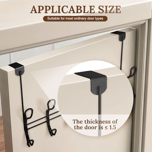 Twisted Design Over The Door Hook Rack With 12 Hooks - Towel, Coat Hanger for Bathroom, Bedroom or Laundry Room (Black) - style: Black with 12 Hooks