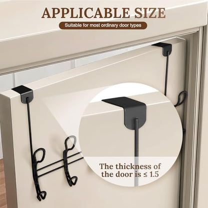 Twisted Design Over The Door Hook Rack With 12 Hooks - Towel, Coat Hanger for Bathroom, Bedroom or Laundry Room (Black) - style: Black with 12 Hooks