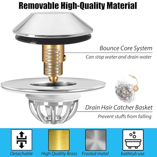 Anlige Bathtub Drain Stopper,Pop Up Tub Stopper Bottom with Drain Hair Catcher,Bathtub Plug and Cover with Strainer,Universal for 1.45 to 1.8in Drain Hole,Replaces Lift & Turn, Tip-Toe or Trip Lever - style: Tub Stopper Bottom Hair Catcher