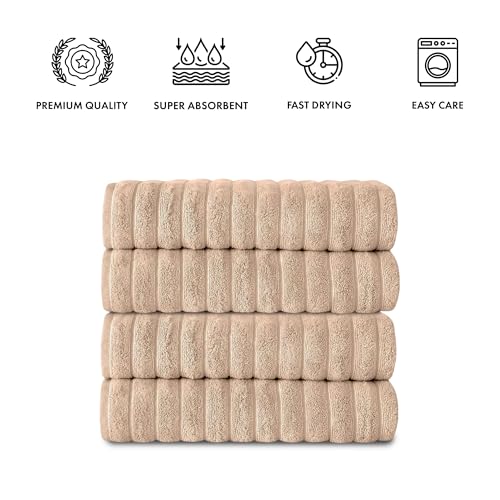 Classic Turkish Towels CTT Premium 4 Pack Bath Towels Set, Made with 100% Turkish Cotton, Spa & Hotel, Quick Drying Towels, Absorbent & Comfy | 27"x54" (Almond Beige) - color: Almond Beige, size: 4-Piece Bath Towel Set