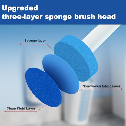 CQT Disposable Toilet Bowl Brush with Toilet Wand 10 Refill Heads, Toilet Bowl Cleaner Wands,Toilet Cleaning System Starter Kit(Wand+10 Refills)