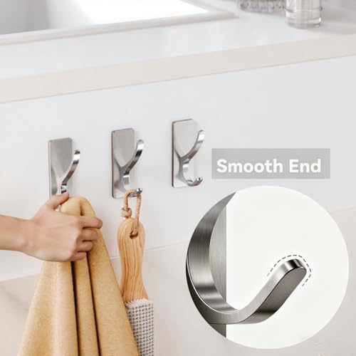 pickpiff Brush Nickel Self-Adhesive Hook, 13LB Hanger for Coat/Towel, 4 Pcs - color: Brushed Nickel, size: 4 Pack