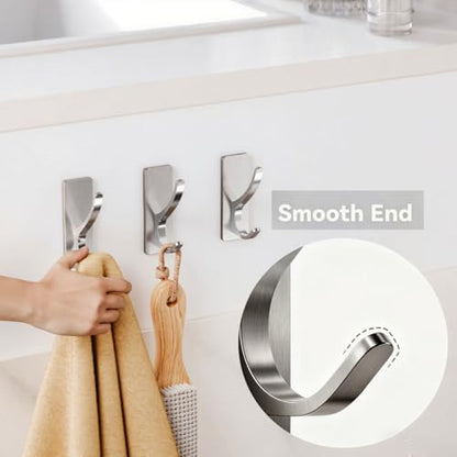 pickpiff Brush Nickel Self-Adhesive Hook, 13LB Hanger for Coat/Towel, 4 Pcs - color: Brushed Nickel, size: 4 Pack