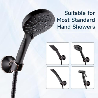 BRIGHT SHOWERS Handheld Shower Head Holder with Dual Angle Positions, Wall Suction Bracket Includes Adhesive 3M Disc, No Tools Required and Easy Installation, Oil Rubbed Bronze Finish - color: Oil Rubbed Bronze, style: Suction & Adhesive - 2 Angles